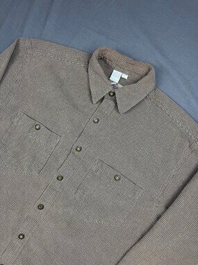 The Territory Ahead Textured Beige Button-Up Preppy Long Sleeve Shirt Mens Large